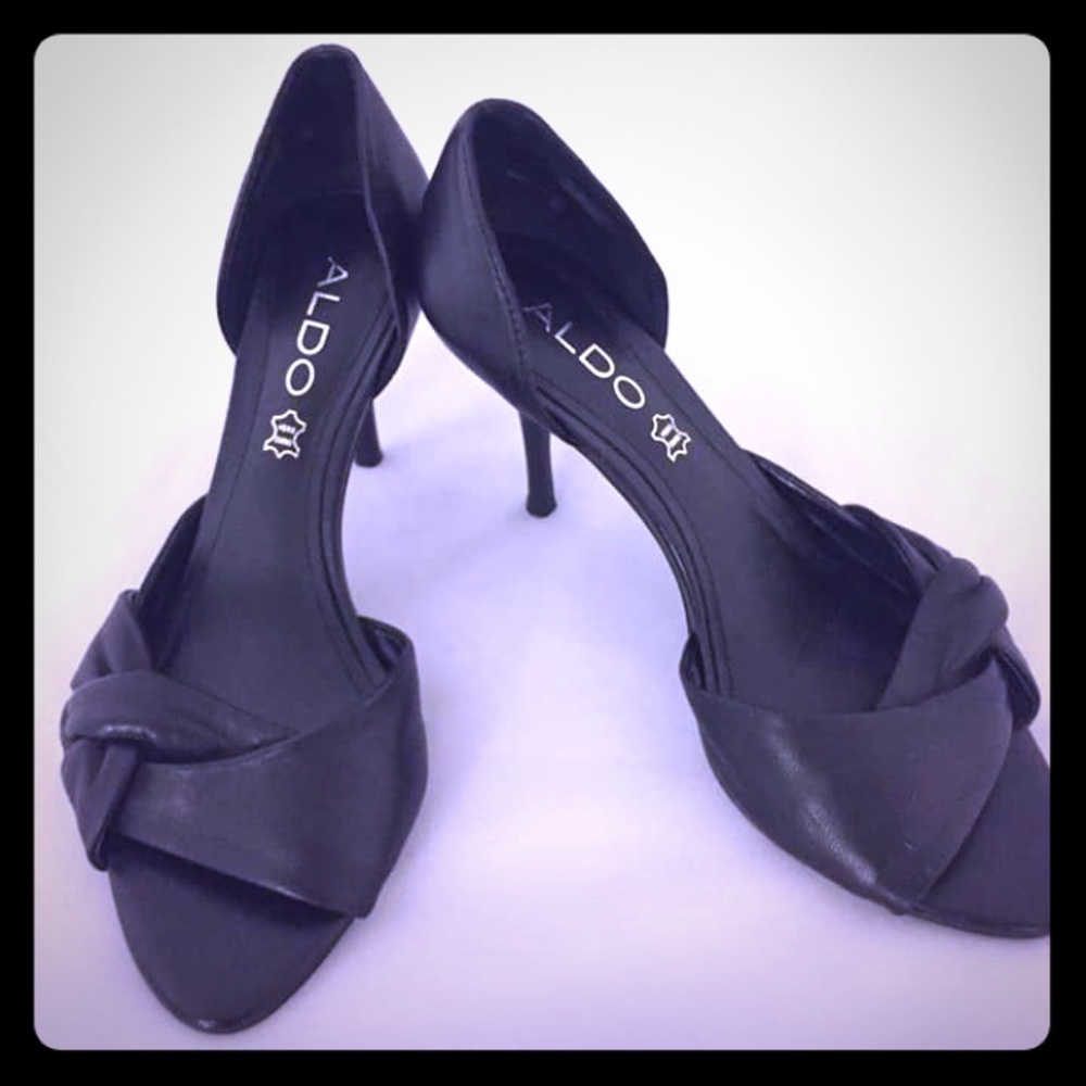 ALDO OPEN TOE BLACK HEELS